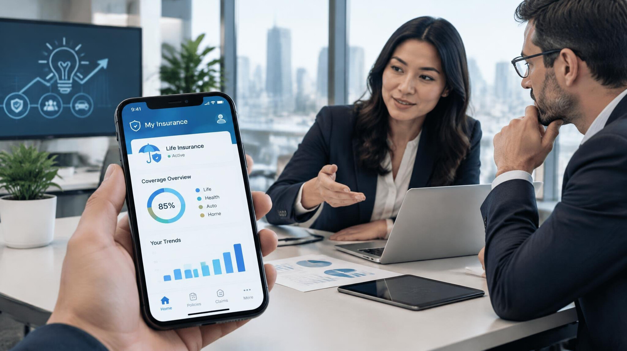 modern insurance app on smartphone